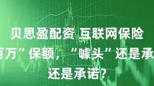 贝思盈配资 互联网保险“百万”保额，“噱头”还是承诺？